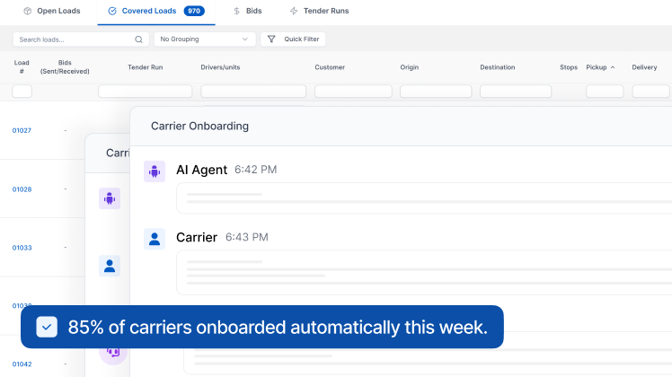 LoadStop Quote Module dashboard showcasing automated carrier onboarding feature.