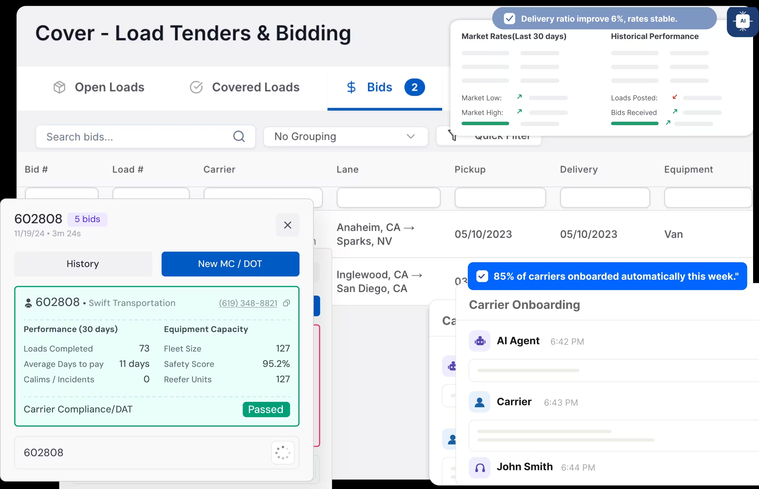LoadStop carrier onboarding dashboard
