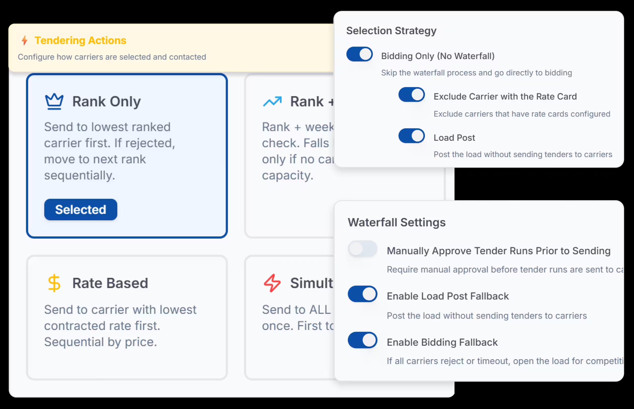 LoadStop waterfall tendering automation