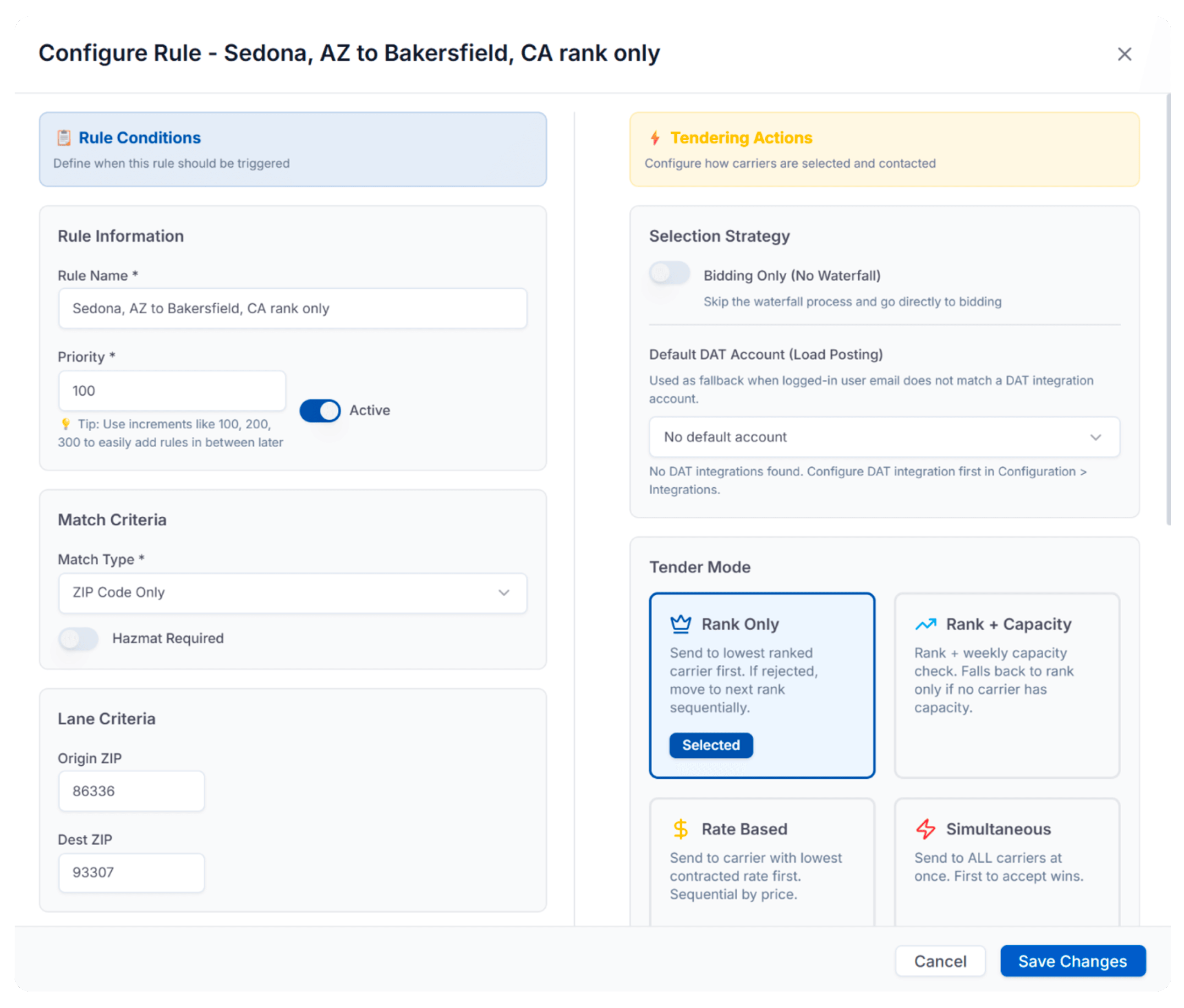 Operations team configuring freight coverage and tendering workflows
