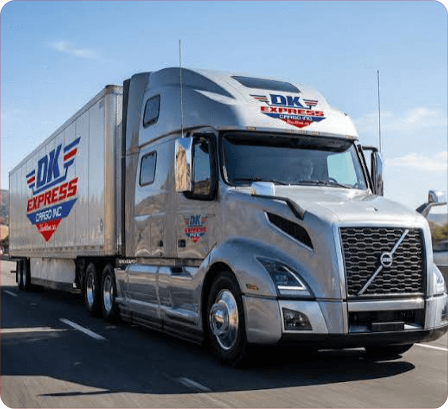 DK Express Cargo truck and trailer on the highway