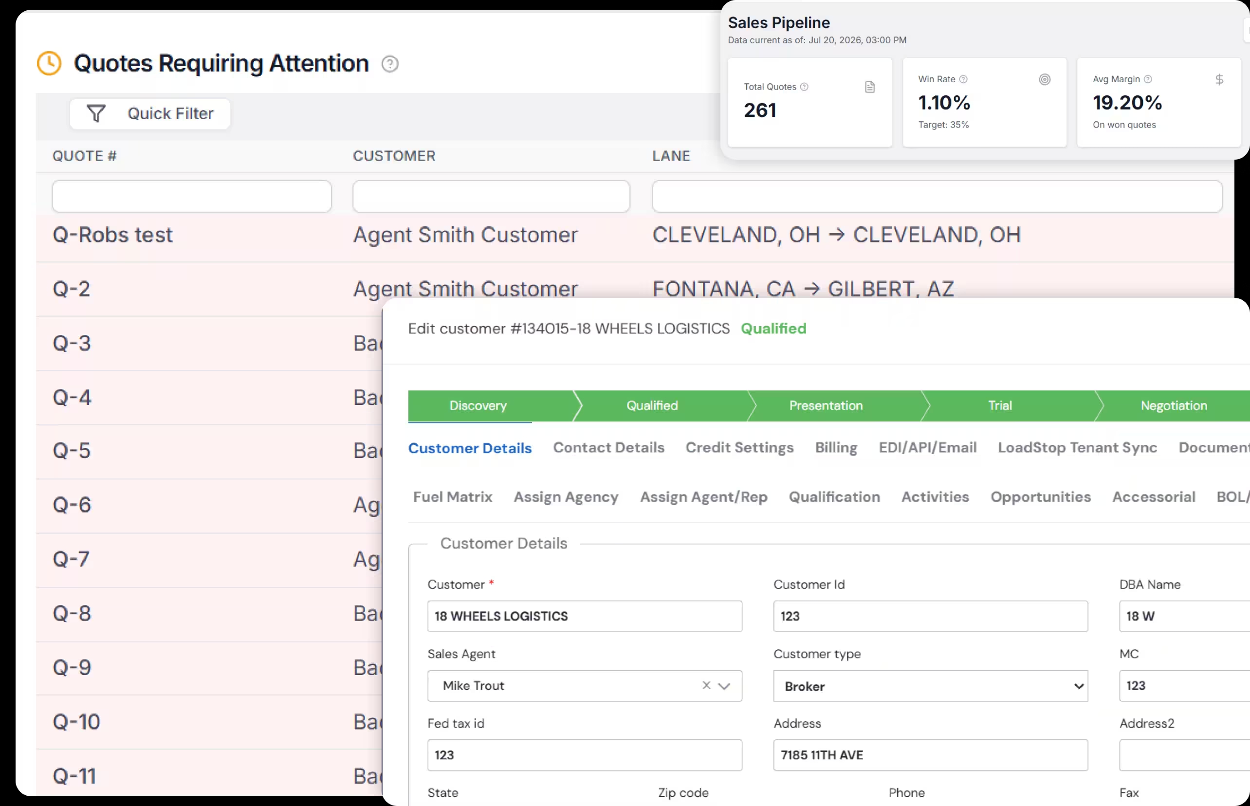 LoadStop advanced CRM dashboard