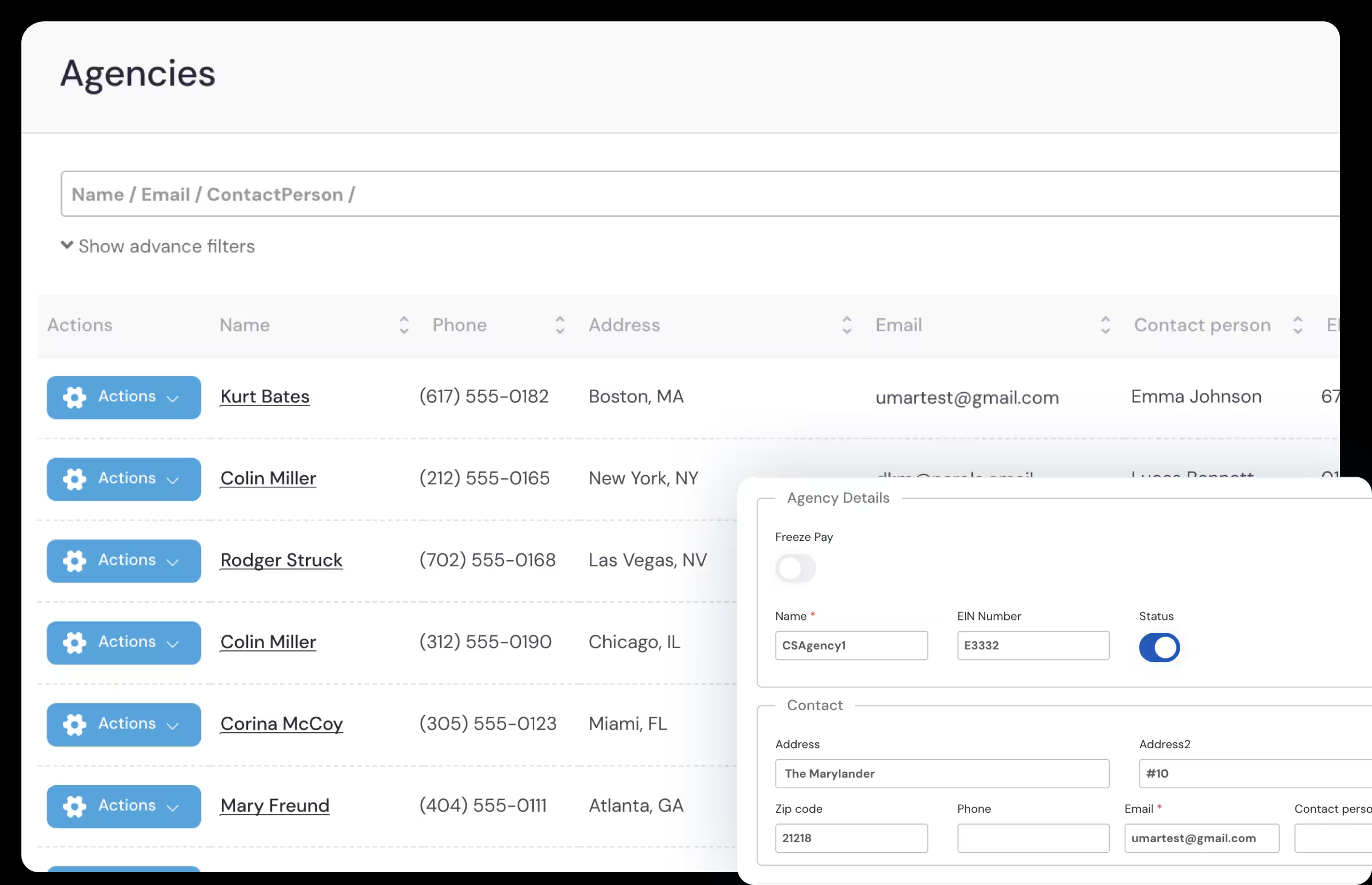 LoadStop agency management dashboard
