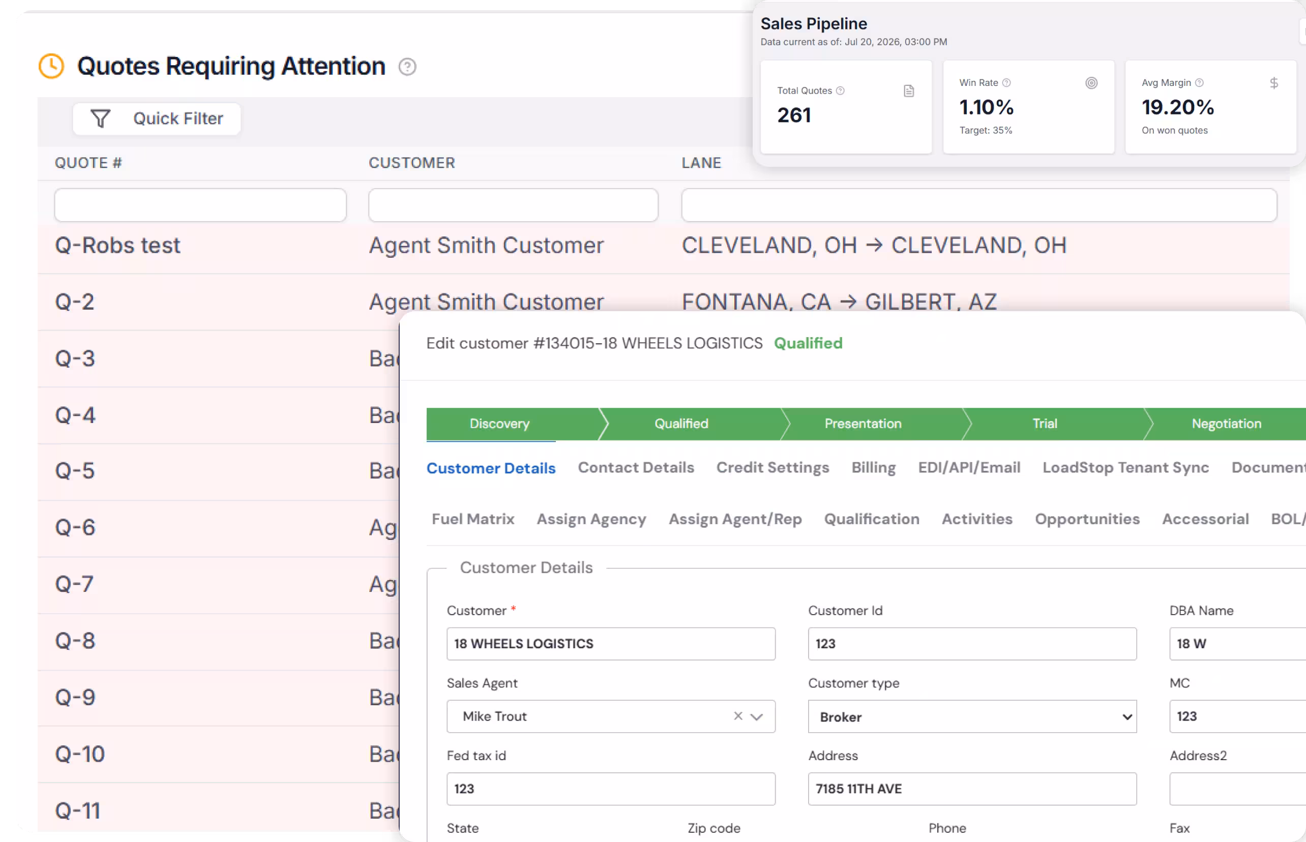 LoadStop advanced CRM dashboard
