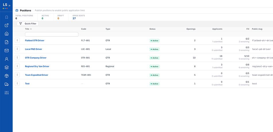 LoadStop Driver 360 application form settings with live preview
