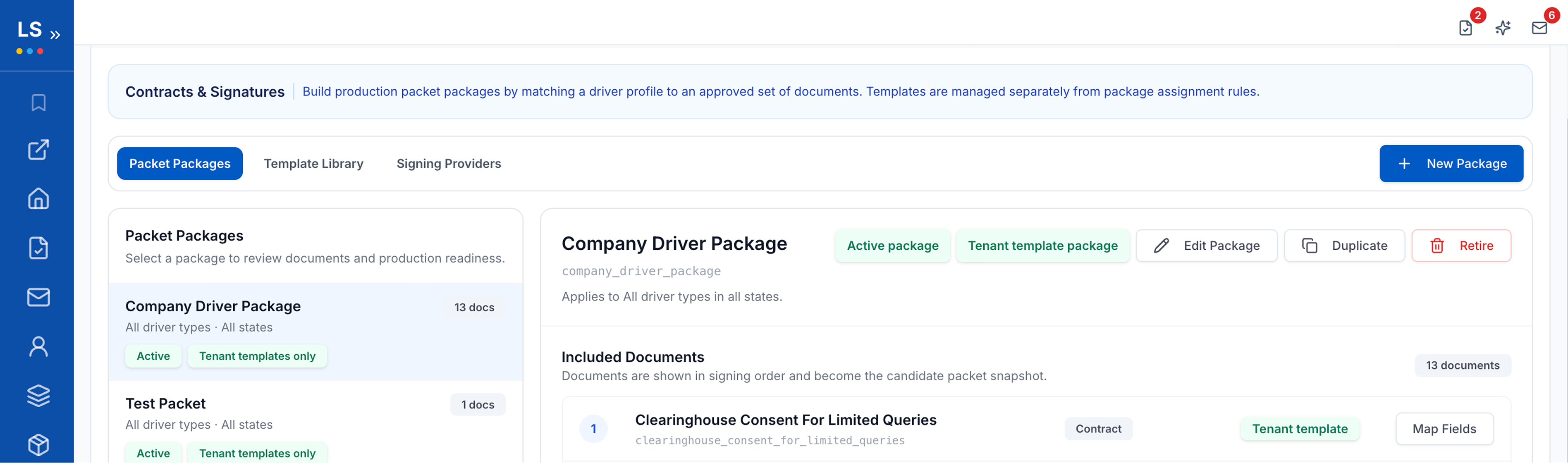 Driver 360 contract packages by driver type and state