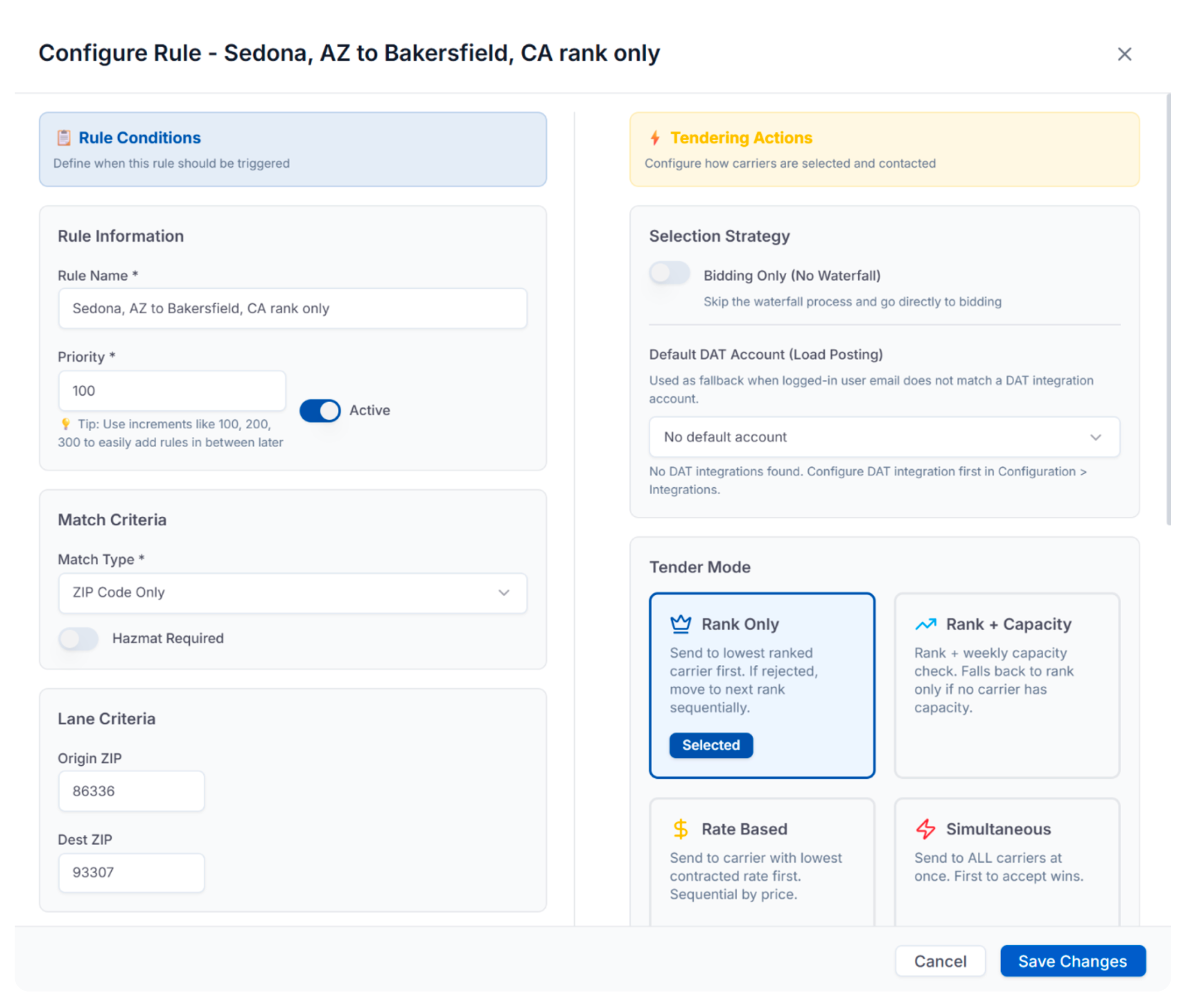 Operations team configuring freight coverage and tendering workflows